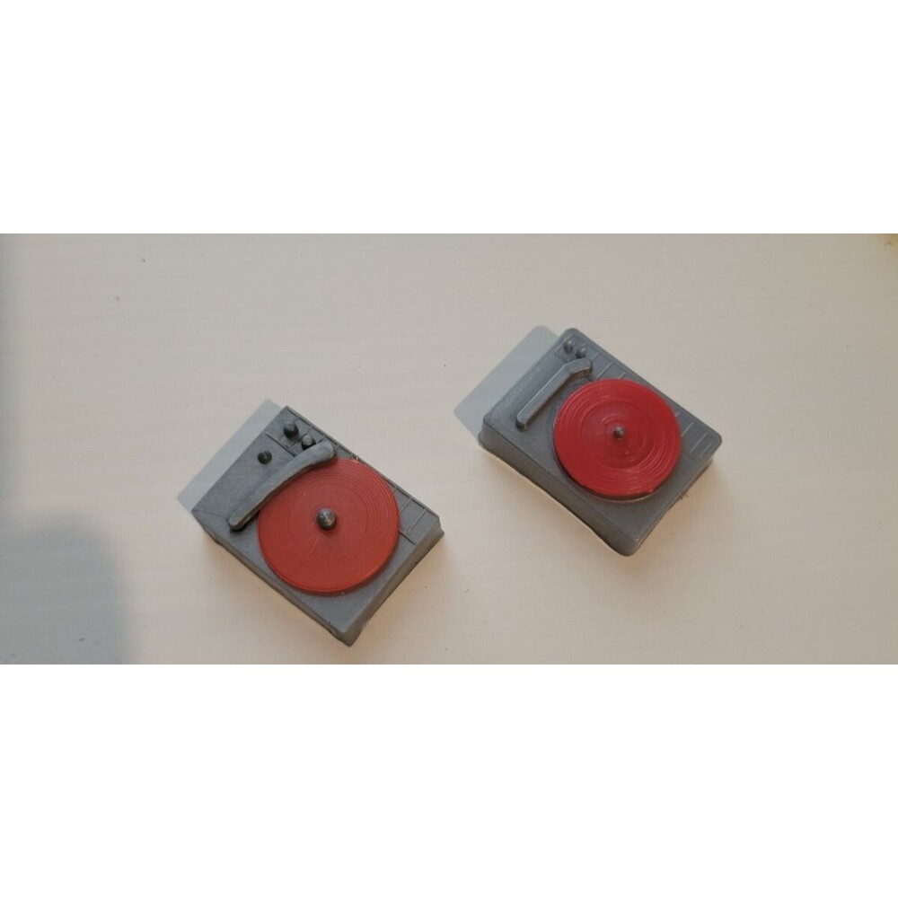 Barbie Grey Record Player / Turntable with Red Record Lot of 2